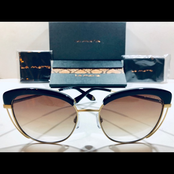 La Matta Sunglasses Black w/Gold Metal; Brown Lens - Picture 1 of 8